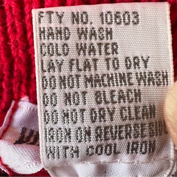 Vintage 80s Victoria Jones BEADED Aztec Fringe Cowlneck Sweater Red SIZE MEDIUM - Picture 8 of 8